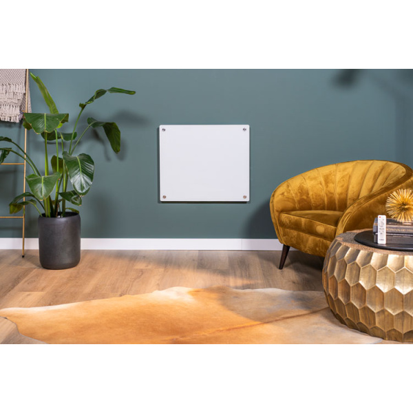Eurom infrarood paneel wit glasplaat 300 watt woonkamer